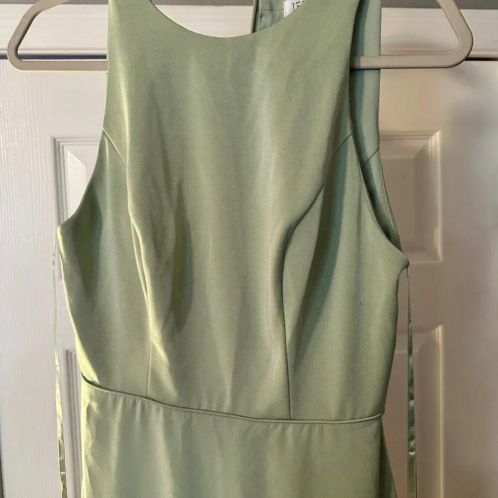 IEENA for Mac Duggal Sage Green Tiered Ruffle Dress Size 2 Cocktail NWOT - Picture 7 of 10